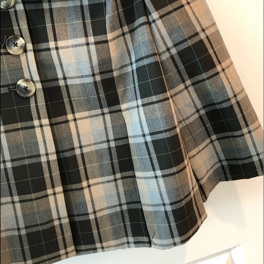 Isaac Mizrahi For Target Plaid Pleated Blazer Jacket